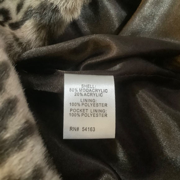 Calvin Klein brown leopard winter holiday faux fur wrap coat XS - Picture 6 of 8
